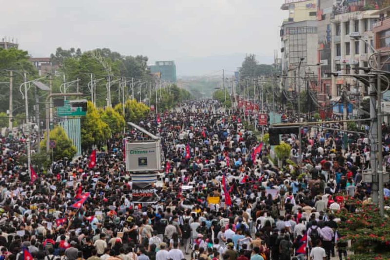 Ribuan orang bergabung dalam Aksi Protes Gen Z di Kathmandu, Nepal.