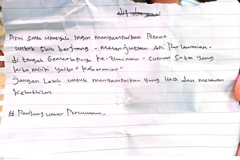 Surat dari Ukasya dibalik jeruji tahanan (Pilihan-Rakyat.com//inayahshanifah)